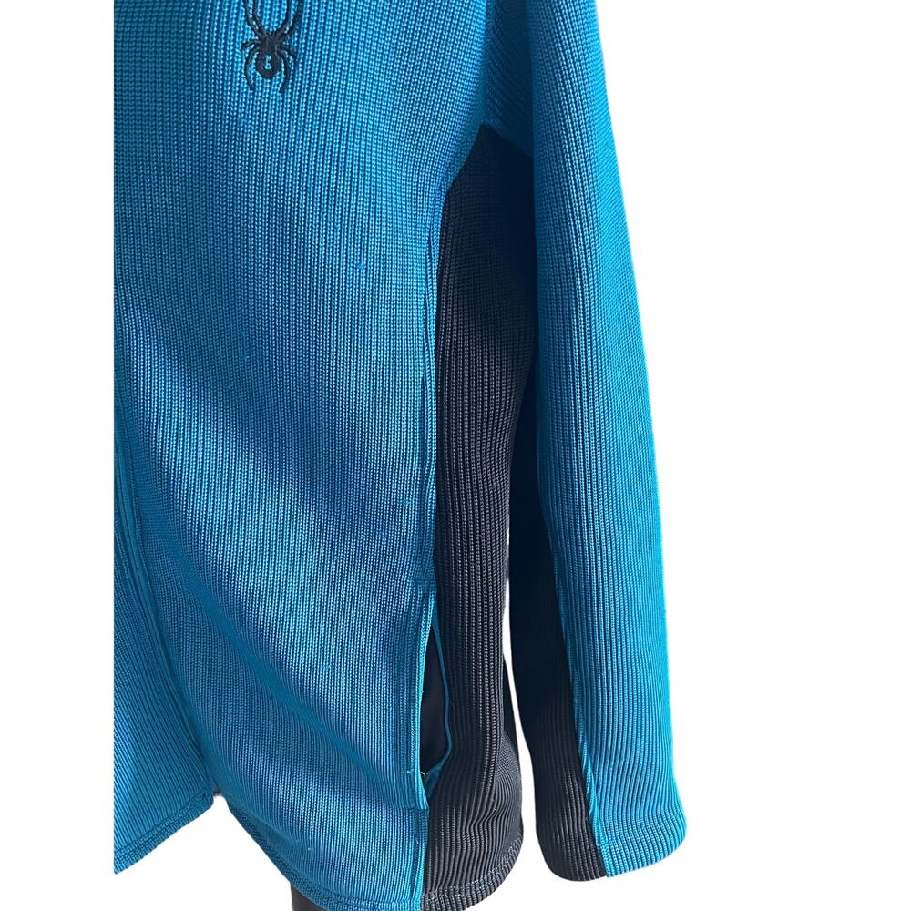 Spyder Mens Heavy Weight Full Zip Blue/Black Sweater Coat Jacket XL Boulder CO